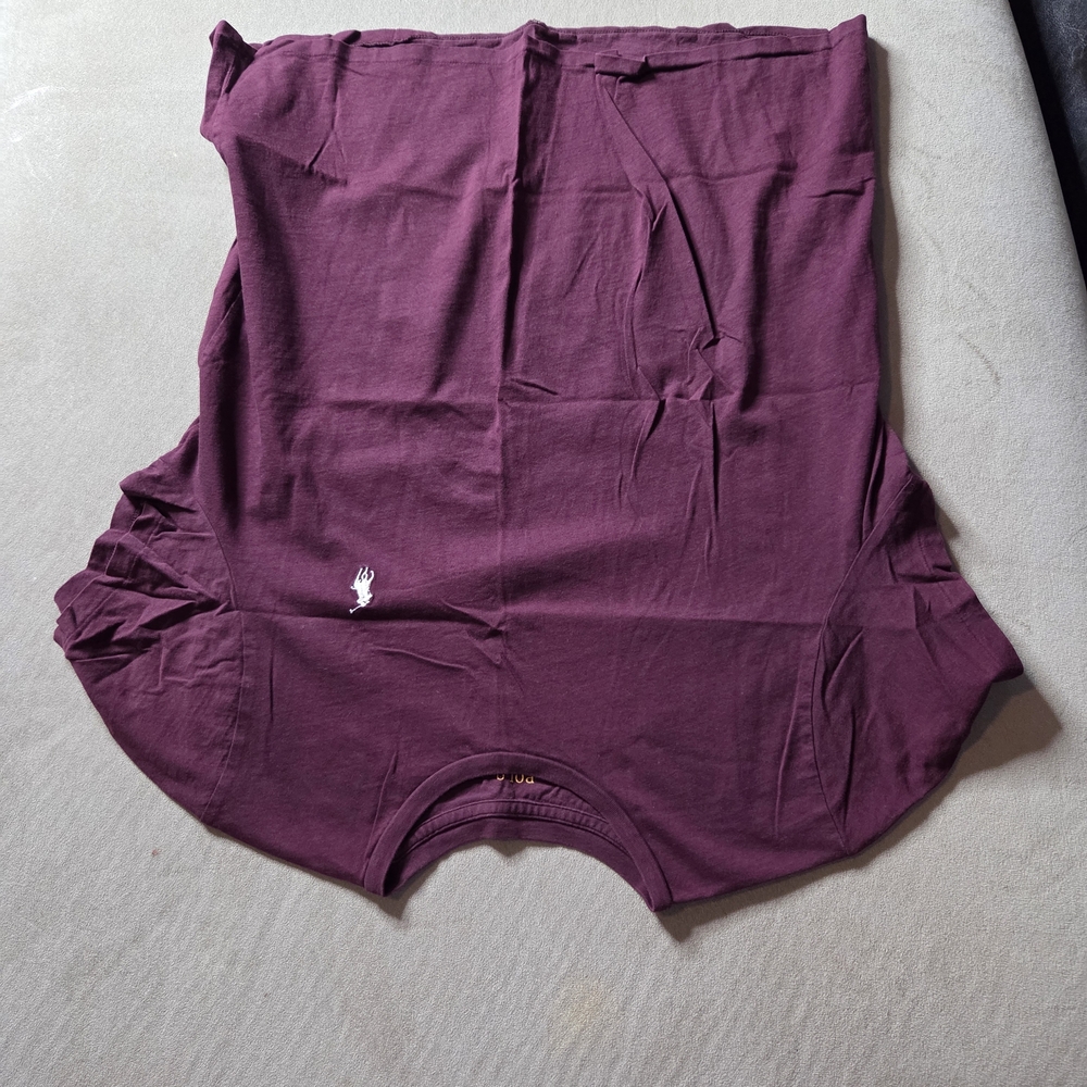 Polo by Ralph Lauren Short Sleeve Tee in Deep Plum with Yellow Logo - Picture 2 of 3